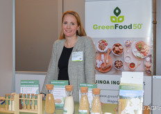 Linda de Koning van GreenFoods 50. Zij produceren eigen Nederlandse quinoa en maken hier ingrediënten van.