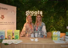Groats introduceerde haar bio-havermout voor baby's en jonge kinderen afgelopen februari. "Onze producten worden volledig in België geproduceerd, van a tot z doen we alles zelf", vertelt Elke Vanhollebeke (rechts). Naast haar staat Clara Desmet.