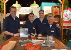 Bij Vitalis:  Peter Buijks, John Schuurman, Theo Peeters en Michiel Jansen. Ze presenteerden op de beurs de nieuwe butternut Eliana. En preiras Oslo kreeg een podiumplek.