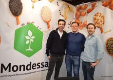 Bij debutant Mondessa toonden ze zich heel tevreden over de beursdeelname. Floris van Wijk, Maarten Lemers en Bob Bruinsma. Mondessa is gespecialiseerd is in biologische zaden en granen.