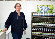 Isabel Decrock van O'Bio. Zijn bezig met een rebranding van hun verschillende producten op basis van blauwe bessen.