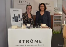 Ströme is de naam van de gloednieuwe 'inclusive & sustainable' beautylijn die ontwikkeld is door X-Performance. Op de foto: Corina Jaspers en Gemma Esteller. 