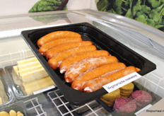 De vegan rookworst. Verkrijgbaar bij Van Gelder groenten en Fruit.