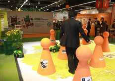 De winkelketen 'Die Regionalen' lieten met deze pionnen zien waar de retailers gevestigd zijn.