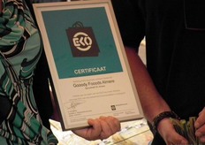 Close-up van het certificaat.