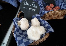 "Eén van de opvallende verschijningen in de kraam vol bijzondere paddenstoelen. "We zijn nog steeds op zoek naar marktmensen die paddenstoelen willen verkopen. Wij bieden hen een compleet pakket aan paddenstoelen. Hier hebben ze geen omkijken naar", vertelt Geert-Peter. Hij stond eenmalig in de kraam. Dirk de Vries van De Paddenstoelenkraam zal de volgende editie van de partij zijn. "Hij stond nu nog voor het laatst op een andere markt. Ik vind het zelf wel leuk om eenmalig weer eens wat ervaring op de markt op te doen."