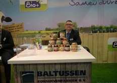 Arie Ermstrang van Baltussen Konservenfabriek. Dit is één van de licentiehouders van Bio+. Zij presenteerden zich gezamenlijk in één stand.
