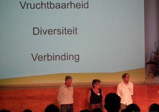 Vervolgens was het tijd voor de workshops. Op deze foto de drie moderatoren: Derk Klein Bramel van AVIN, Joke Bloksma van Warmonderhof en Ruud Hendriks.