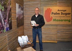 "Bastiaan Bais van Amigos International presenteerde de Palm Sugar van Masarang op de BIOFACH. Bastiaan: "Ik hoop tenminste een paar goede contacten aan deze beurs over te houden."
