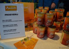 Bij Amaizin kon men proeven van diverse nieuwe bonen in saus: Chili con carne, Red kidney in chili sauce en Lentils in curry sauce.