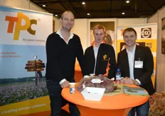 Henry van der Woerd de teler van Bergerac en Kees-Jan Verhoeven en Arjan Douma van TPC-The Potato Company.