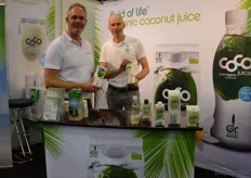 Marc Bod en André van den Heuvel van Green Coco Europe komen binnenkort met nieuwe producten. Extra aandacht was er voor het kokoswater van groene kokosnoten.