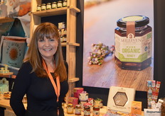 Suzanne Conroy kon bezoekers bij Bommels meer vertellen over de biologisch gecertificeerde honing van het Ierse merk Mileeven.