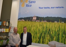 Frank Westendorp en Gert Hendriksen van Sano Rice. Zij stonden met een breed biologisch assortiment op de beurs.