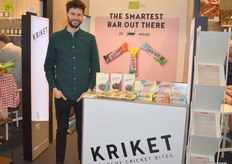 Michiel van Meervenne van Kriket. Maken producten met als hoofd ingrediënt krekel. Hebben onder andere verschillende krekelrepen en binnenkort ook granola. 