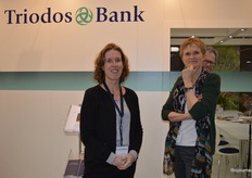 Marleen van den Broek en Nelleke Veenstra bij Triodos Bank. Nelleke: "Er is een verandering nodig in het voedselsysteem. De BIOFACH is een uitstekende plek om te laten zien hoe wij hier als duurzame bank op kunnen inspelen."