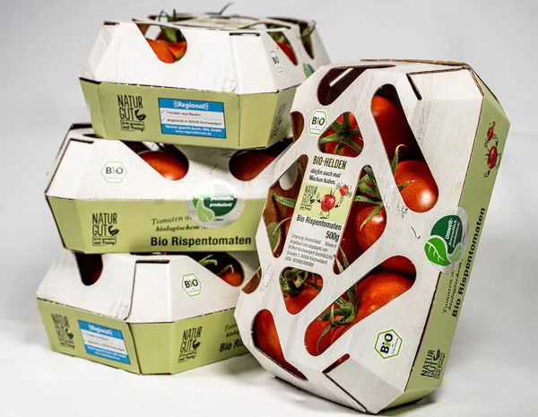 Bruidegom Begroeten Acht Nieuwe verpakking voor biologische tomaat uit Kirchweidach
