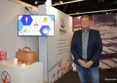 Thomas den Hartog stond namens debutant Primus Wafer Paper op de beurs. Primus is marktleider op basis van op aardappelzetmeel gebaseerd waferpapier (gemaakt van Nederlandse aardappelen).