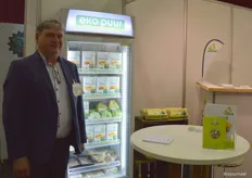Max Vos (World Wide Food Trade) presenteerde het vernieuwde merk Eko Puur. Ook had hij nieuwe producten bij: vegetarische nuggets en kaassoufflé.