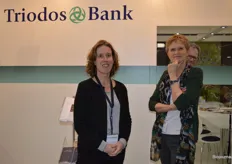 Marleen van den Broek en Nelleke Veenstra bij Triodos Bank. Nelleke: "Er is een verandering nodig in het voedselsysteem. De BIOFACH is een uitstekende plek om te laten zien hoe wij hier als duurzame bank op kunnen inspelen."