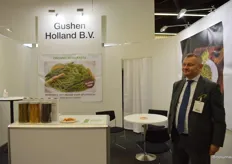 Grzegorz Swietlicki vertegenwoordigde Gushen Holland tijdens het debuut op de BIOFACH. Dit bedrijf is gespecialiseerd in soja proteïnen. In de fabriek wordt onder meer pasta van sojabonen gemaakt. 