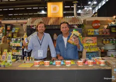 Steven Van Middelem en Philippe Cravillon bij D-drinks met de merken Moonpop, Holy Shot en Veggiez die ook in Nederland verkrijgbaar zijn.